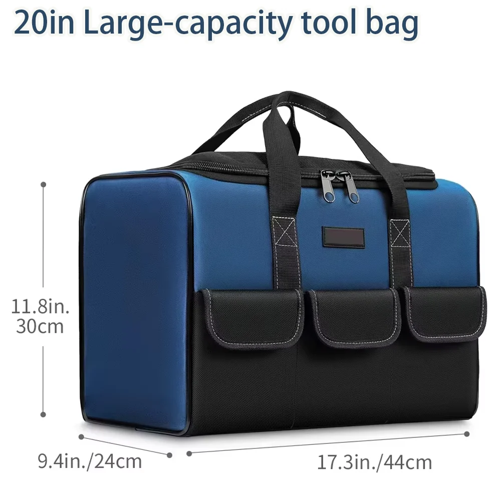 حقيبة أدوات جديدة بسعة أكبر، حقيبة أدوات تنظيم الأدوات متعددة الجيوب مقاومة للماء لأدوات الكهربائي #4