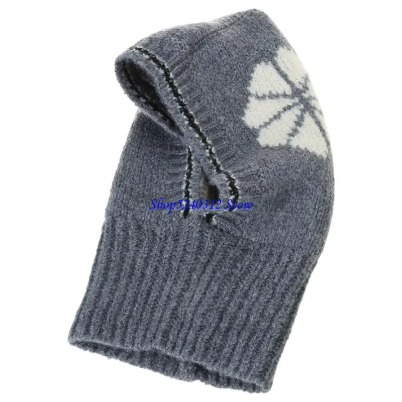 

634C Вязаная Балаклава для женщин Верхняя одежда Зимняя теплая шапка для шеи Вязаная снежинка