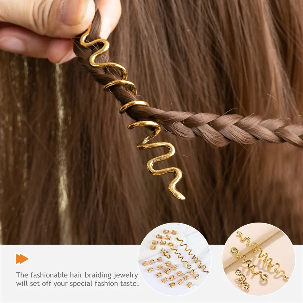 

28 Pcs Metal Ring Accessories Hair Braiding Jewelry Smooth Edge Dreadlock Beads Gem Alloy Rings Cuffs For Braids Wedding Party