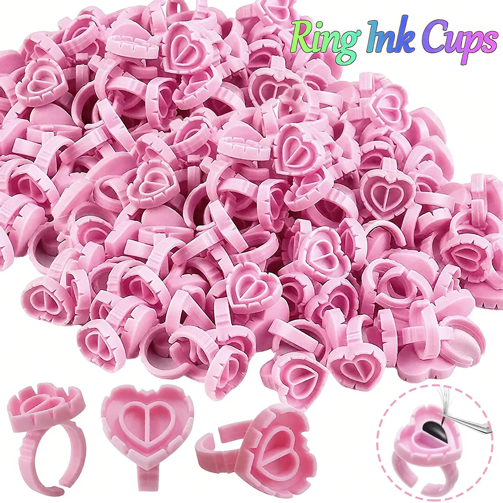 

500/300/200/100PCS Disposable Tattoo Ink Ring Cups Pigment Holder Eyebrow Permanent Makeup Silicone Glue Cups Tattoo Accessories