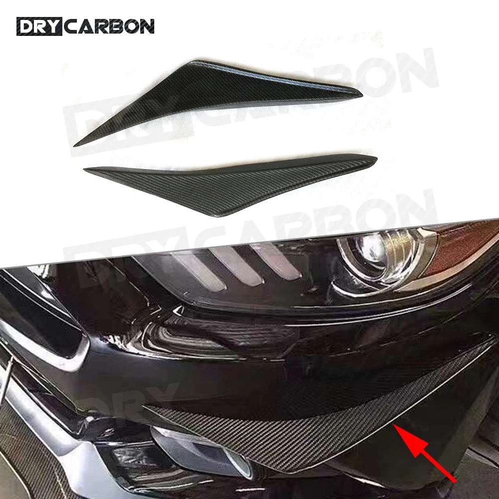 

2Pcs Carbon Fiber Front Bumper Splitters Side Shark Fins Canards for Ford Mustang 2015 2016 2017 2018 2019 FRP