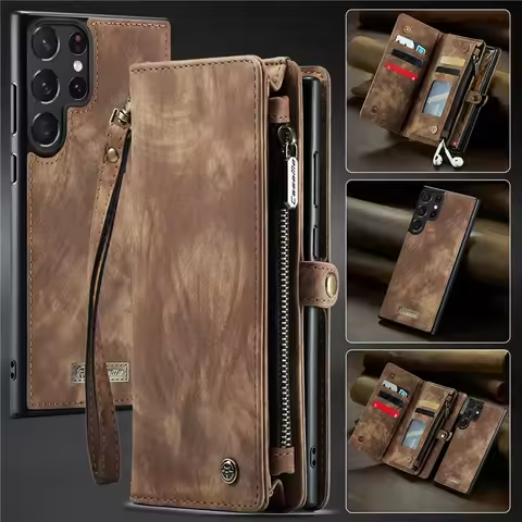 Leather Wallet Card Phone Case For Samsung Galaxy Note 20 Ultra 10 S23 S22 S21 S20 FE S10 Plus A14 A54 A34 A53 A33 Cover Hoesje