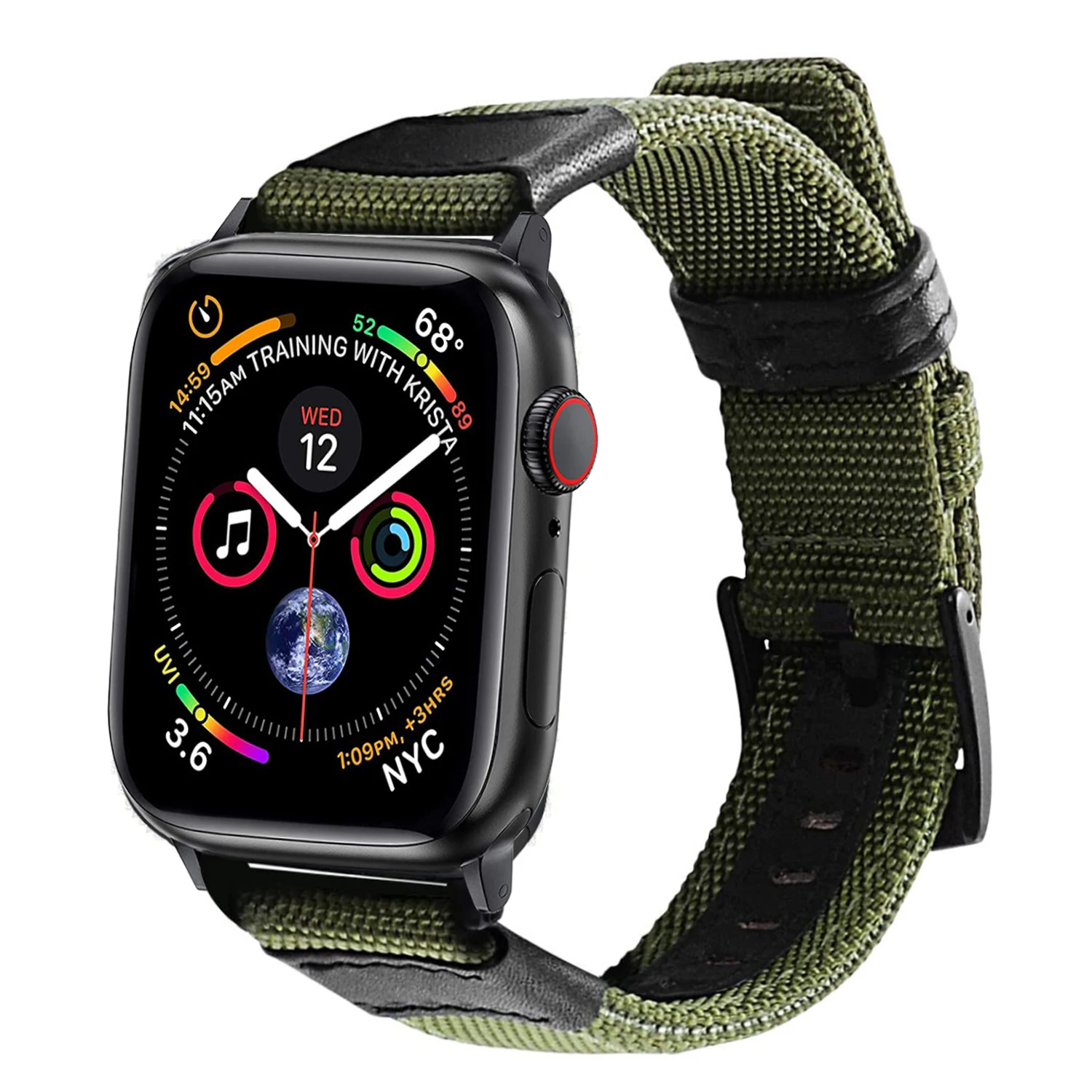 Loop Nylon fabric Leather Strap For Apple Watch band 8 7 44mm 41mm 45mm Elastic Bracelet for iWatch Ultra49mm Series 6 SE 5 4 3 image 6