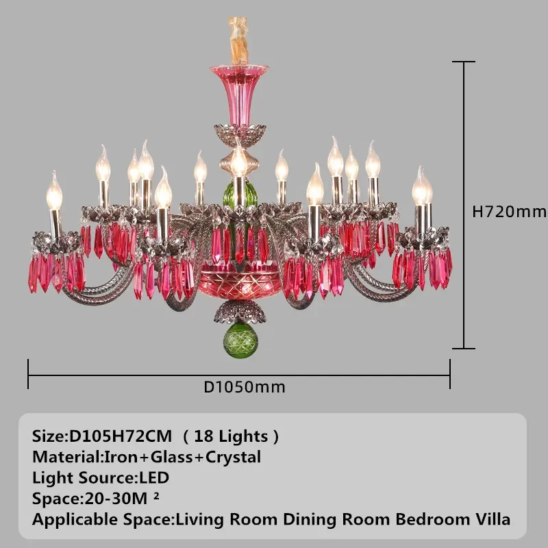 DEBBY French Style Color Crystal Pendent Lamp Luxury Living Room Restaurant Bedroom Girl's room Villa Beauty salon Chandelier