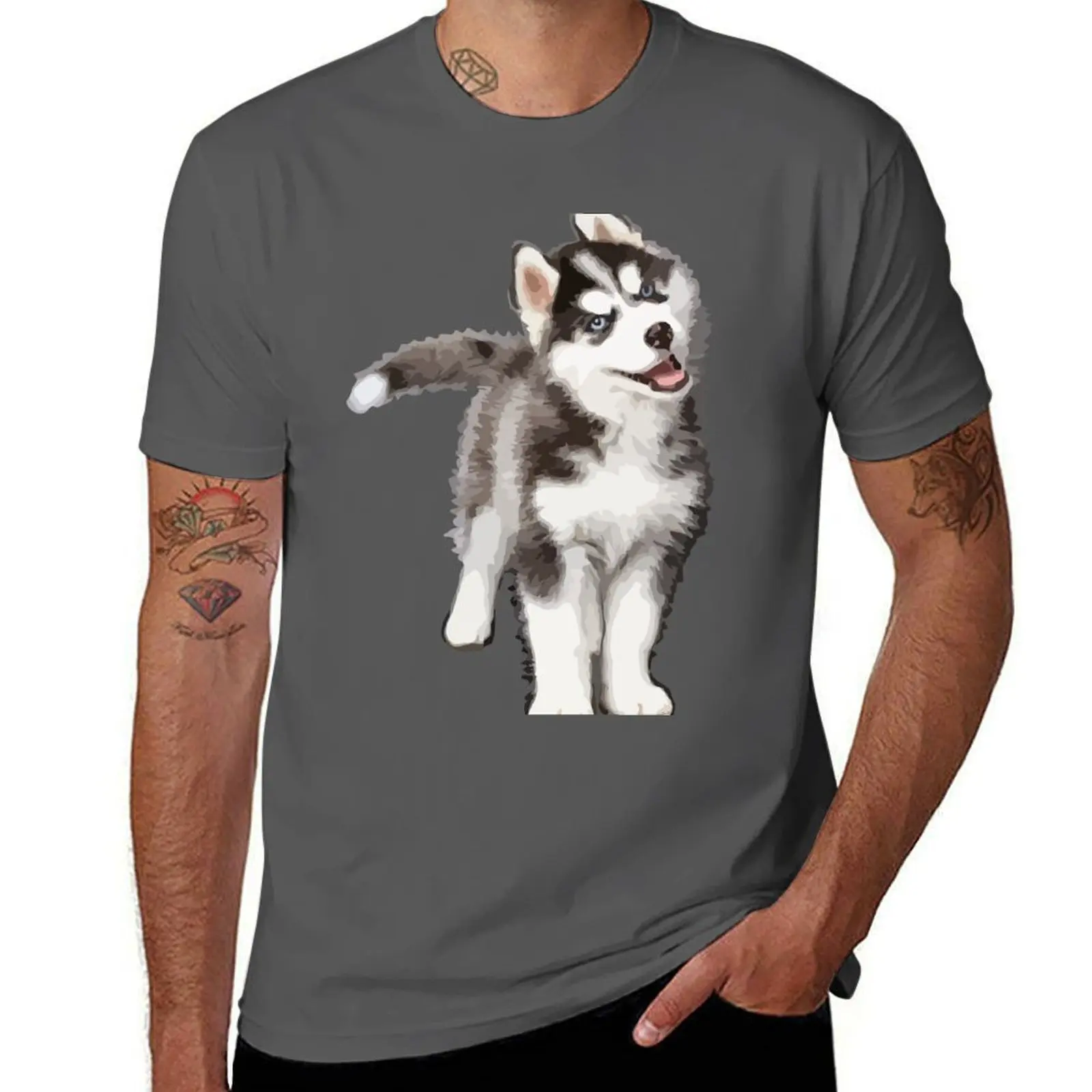

Pomsky Portrait - Pomsky Lover Gift - Cute Puppy T-Shirt t shirt man plain cotton t shirts high quality T-Shirt