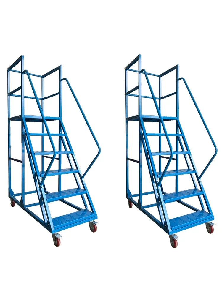 Mobile Platform Ladder Supermarket Warehouse Pickup Wheeled Ladder 1.5 meters 2 meters Climbing Car Warehouse Mobile