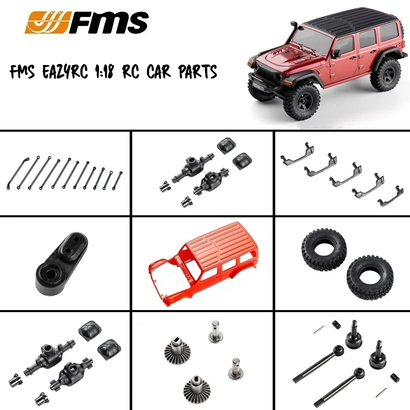 FMS EAZYRC 1:18 grzmot burza nowa symulacja Wrangler RC opona samochodowa amortyzator układ sterowania części linii lampy