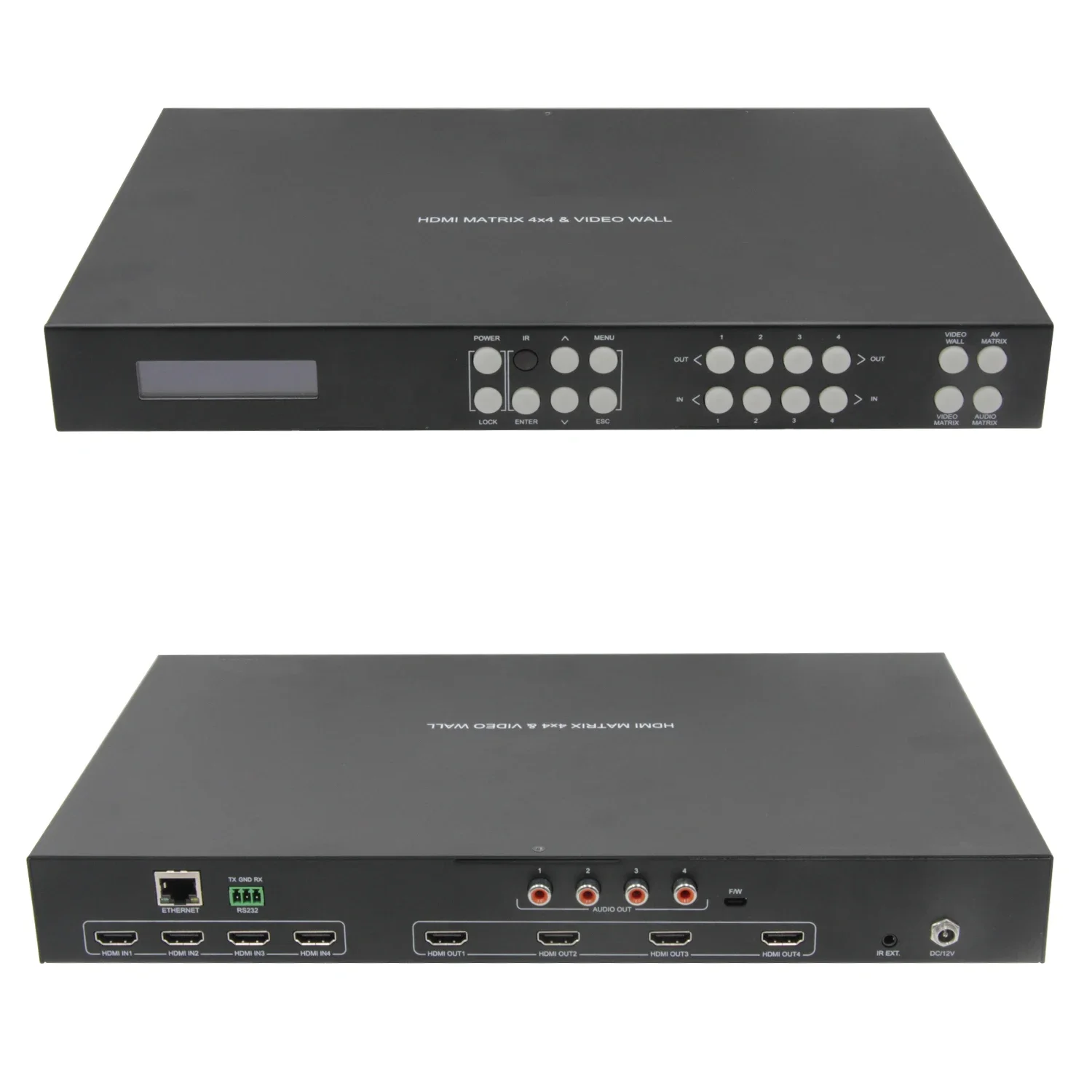 

4X4 2.0 Matrix With 2*2 Video Wall Support Audio DE-embed Controller RS232 IP Control Matrix Switch