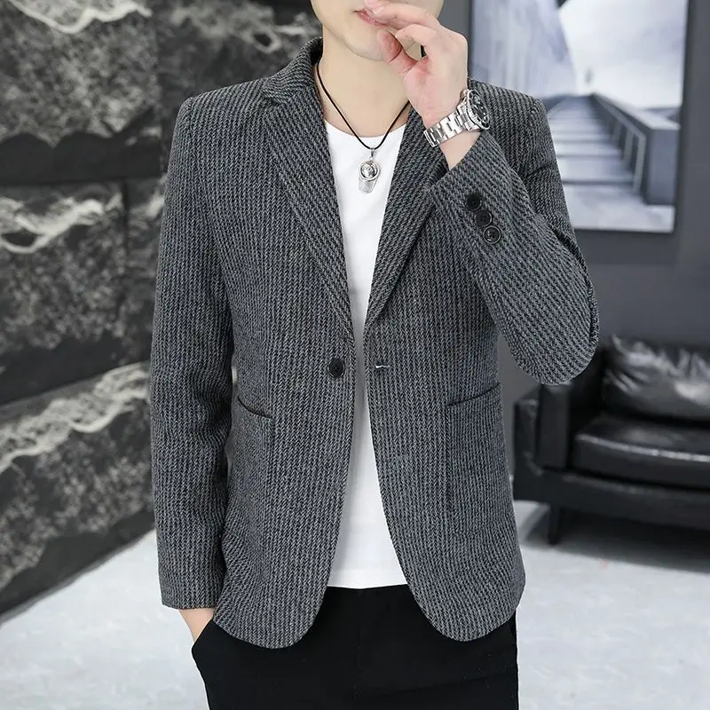 

Тонкая однобортная куртка для мужчин. Высококачественные пальто. Винтаж. Модная оригинальная мужская одежда 2025 года. Новые повседневные мужские костюмы и пиджаки.