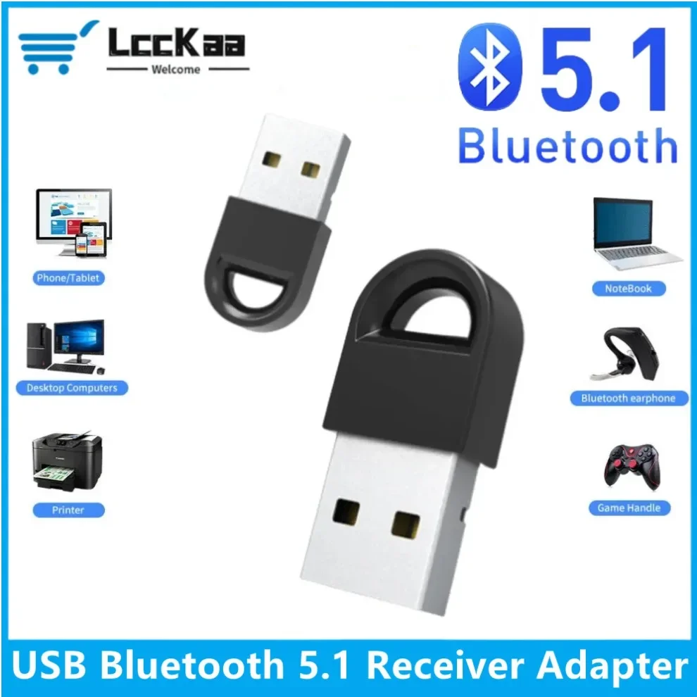 USB Bluetooth Adapter 5.1 Wireless USB Bluetooth Transmitter Receiver Dongle for PC Laptop Mouse Keyboard Printer Game Speaker