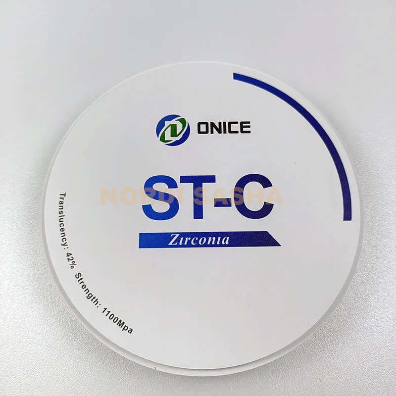 ONICE-ST-C Dental multicapa, bloque de circonita en blanco, translucidez, 42% Strength1100 Mpa, Color blanqueador para laboratorio Dental, sistema CAD CAM