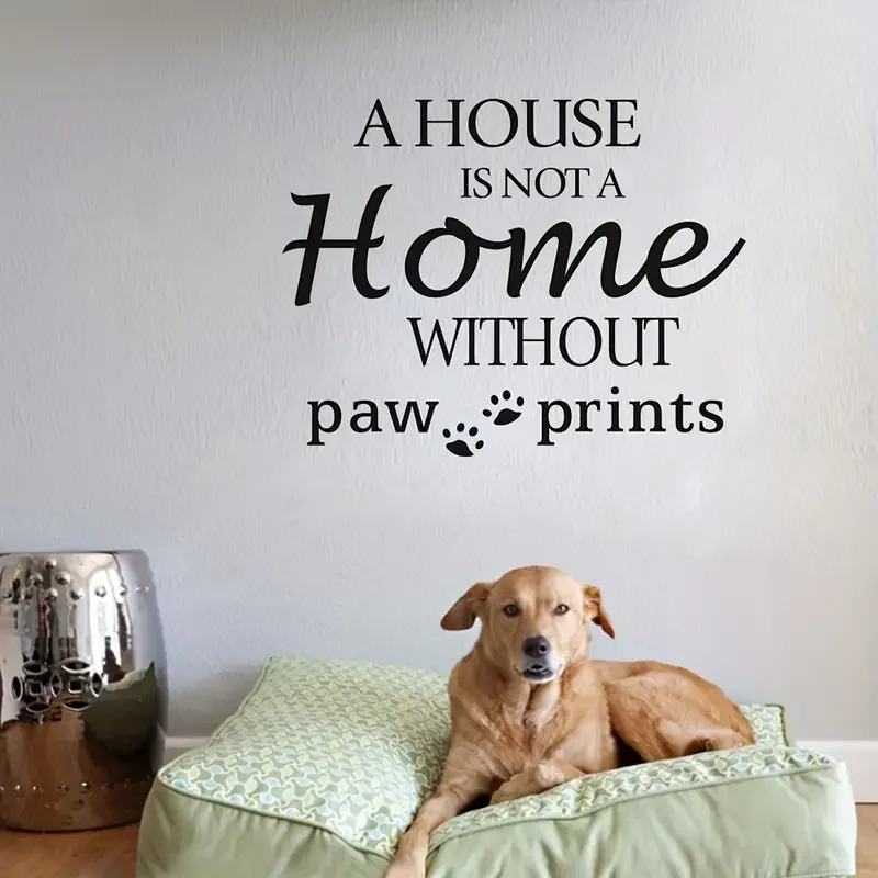 1pc A House Is Nota Home Without Paw Prints, Cute Dog Wall Decal Quotes Letter Vinyl Art Sticker Home Decor 23×18In