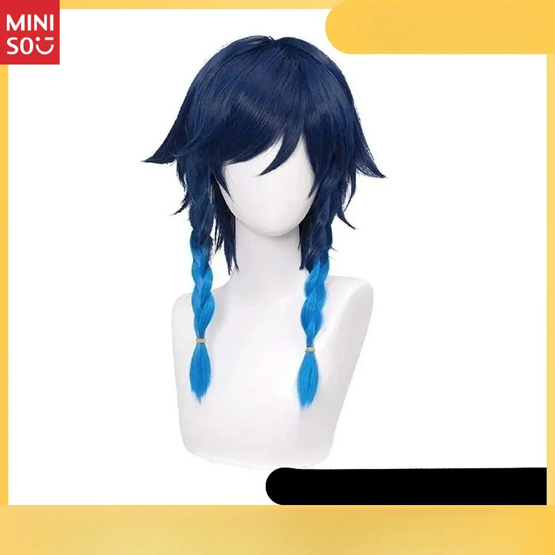 

Парик для косплея Genshin Impact Xiao: темно-синий и бирюзовый, двойные косы с эффектом омбре, Guardian Yaksha