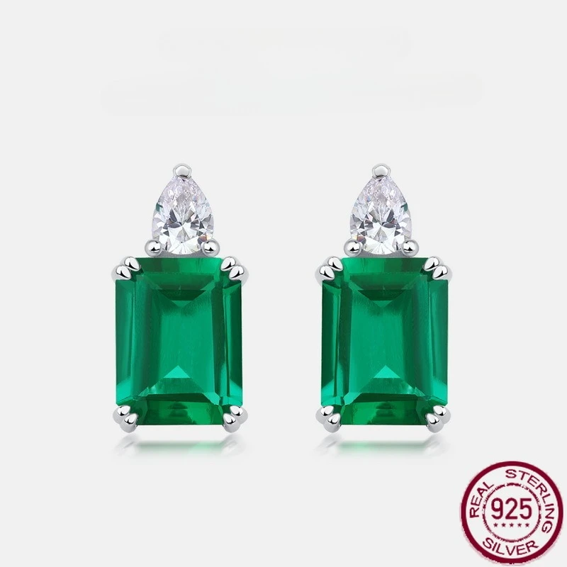 

New S925 pure silver vintage cultivated emerald inlaid with colorful treasures, light luxury, noble temperament, wedding jewelry