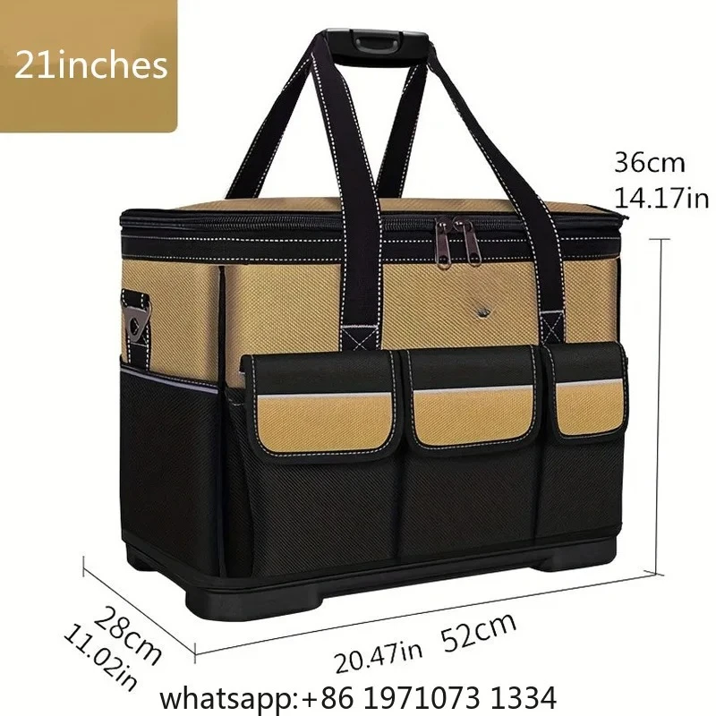 One-Piece Electrician's Tool Bag, Square Pocket Canvas Repair Tool Box, Large Capacity Tool Bag, with Adjustable Shoulder Strap view 2