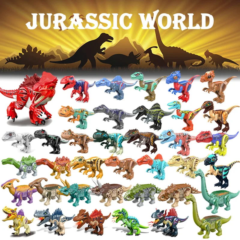 

Multiple Sets With Sound Dinosaur Building Blocks Jurassic World Triceratops Tyrannosaurus Indominus Rex Model Bricks Figure Toy