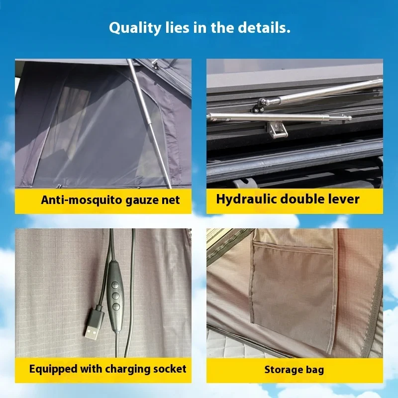 2-3 Person Triangular Car Tent, Z-Shape Aluminum Alloy Tent, Four Corner Outdoor Camping Gear for SUV & Pickup Truck