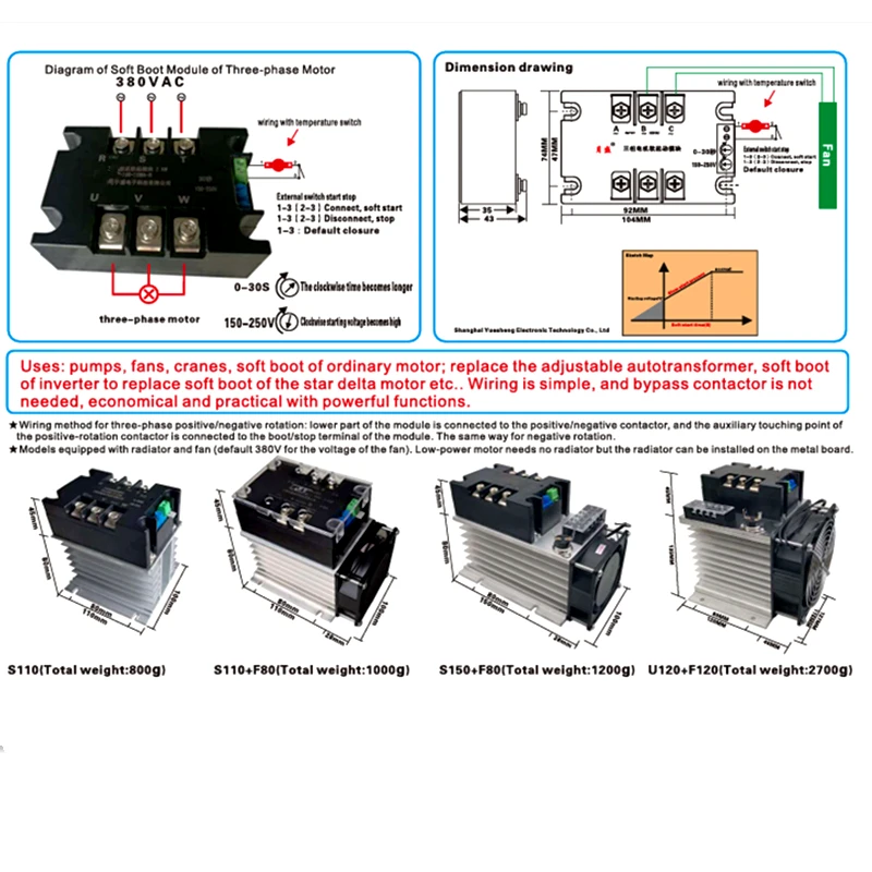 Three-phase motor Soft starter module Controller Motor soft starter TSR 10WA/20WA/30WA/40WA/60WA/80WA/100WA/200WA TSR-20WA-R1