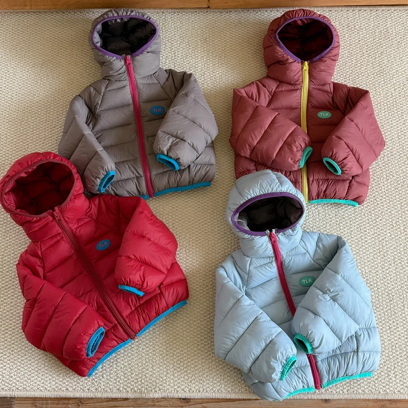 Kids Soft Down Coats Children Comfortable Warm Zipper Jacket Boys Daily Hooded Thick Outerwear Girls Thermal  Windproof Jacket