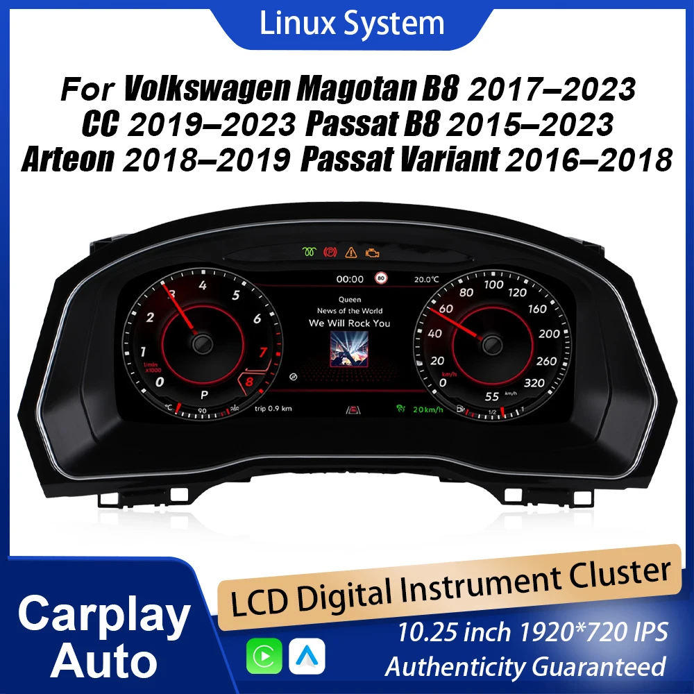 

Digital Instrument Cluster For Magotan B8/CC/Passat B8/Arteon/Passat Variant Speedometer,iOS CarPlay, Android Auto,Plug and play