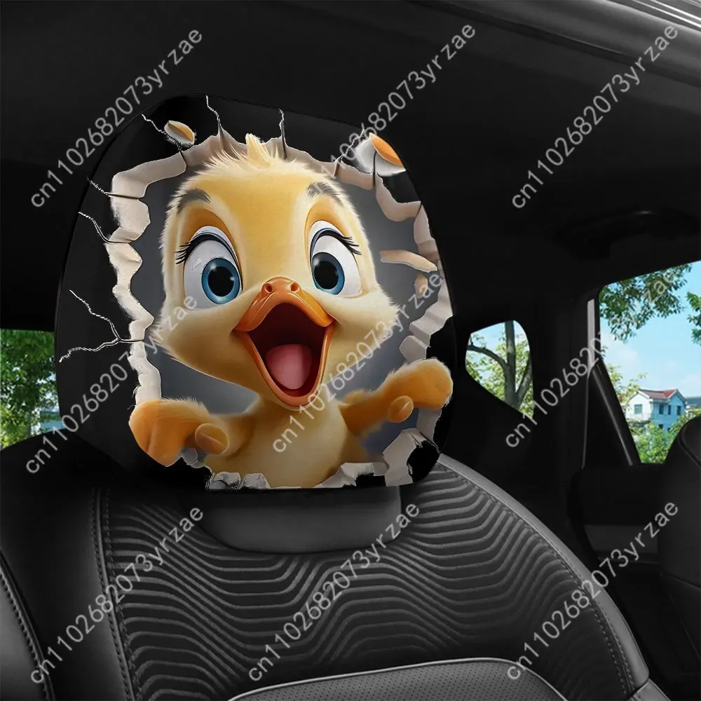 

Cute Duckling Car Seat Headrest Cover (2pcs) Environmentally Friendly Headrest Protector Breathable Comfortable Vehicle Decor