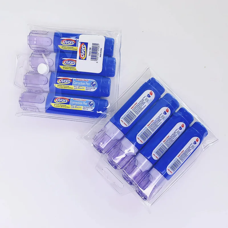 4 Pack Correction Fluid White Out Quick Drying Smudge Proof Non Toxic For Paper Office School Supplies
