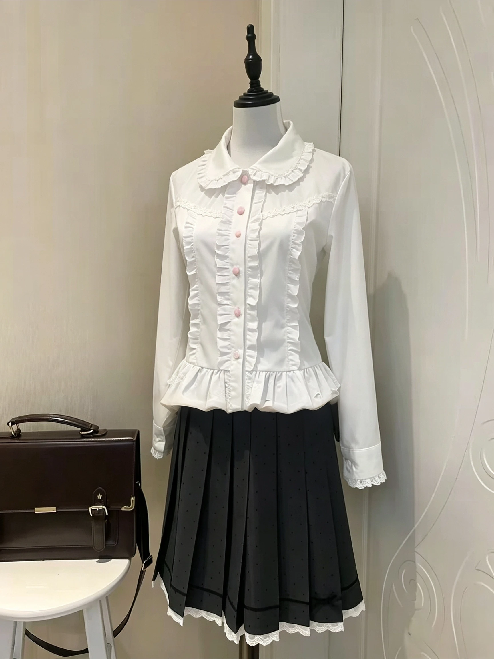 Lolita Style White Shirts For Women Japanese Slim Fit Lace Ruffles Blouse Camisas De Mujer Sweet Summer Daily Girl Tops