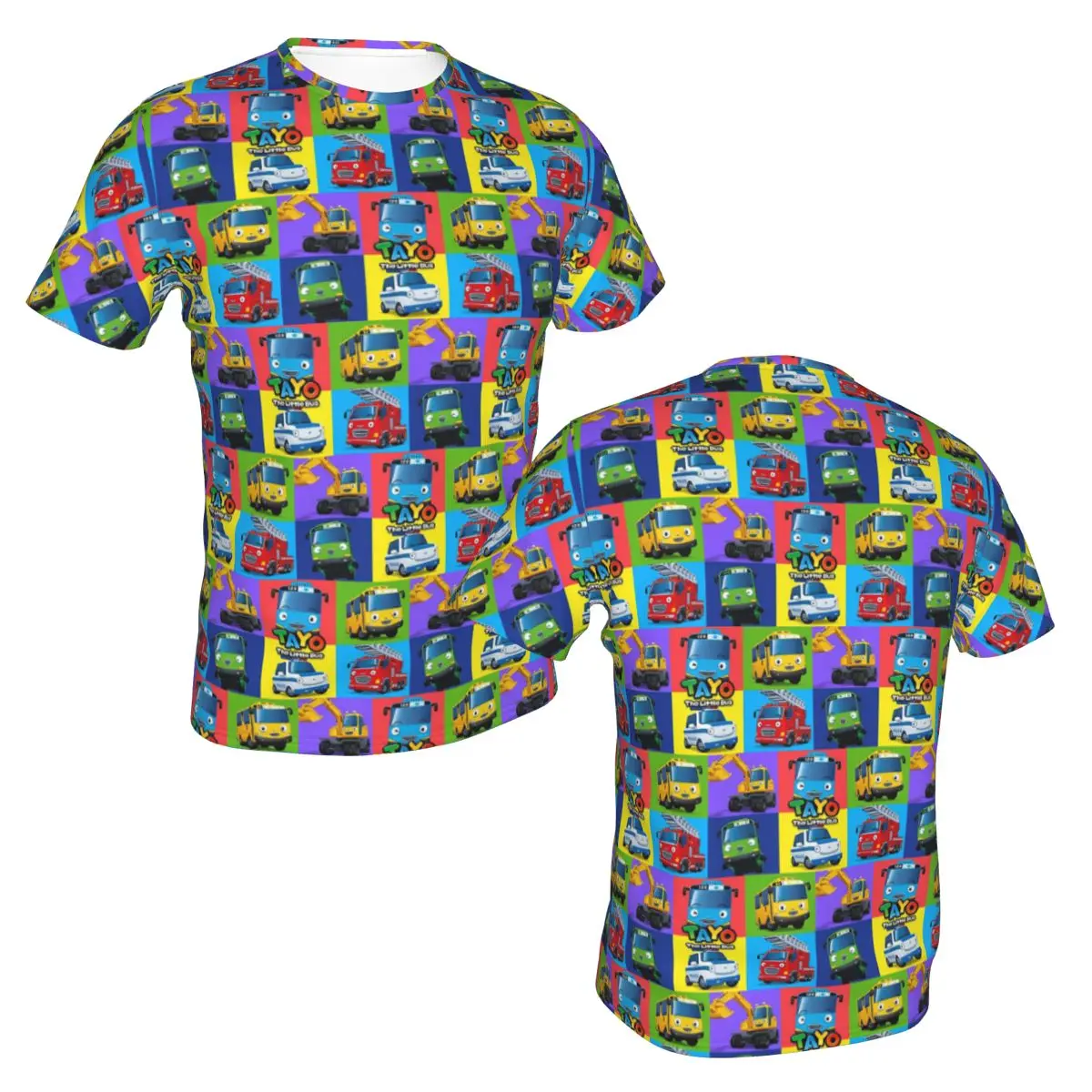 100% Cotton Tayo The Little Bus Cartoon T-Shirt Men's Fashion T Shirt Men Crew Neck Summer Shirts Tops