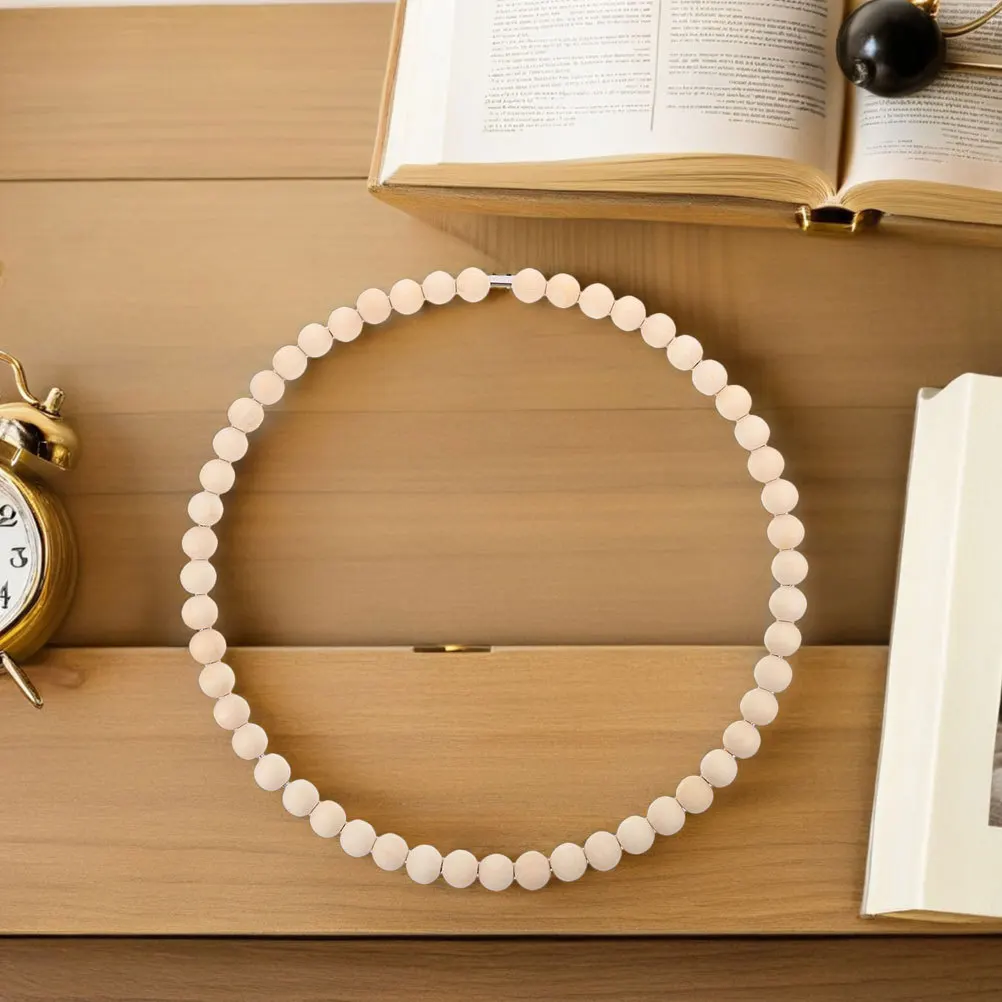 

2Pcs Decorative Dream Catcher Wood Bead Wreath 20Cm Natural Rustic DIY Frame for Floral Arrangement Boho Wall Hanging Craft