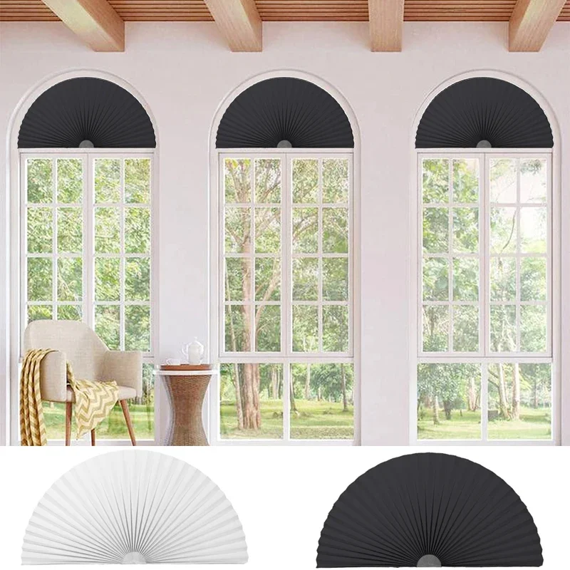 1PC Self-adhesive Pleated Blinds Bathroom Balcony Shades Half Blackout Windows Curtains Living Room Home Office Decorations