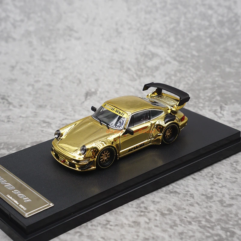 1:64 Scale Diecast Alloy Porsche RWB 993 Wide Body Modified GT Toys Cars Model Golden Classic Adult Gift Souvenir Static Display