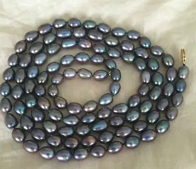 

9-10mm baroque tahitian multicolor black green pearl necklace 48inch