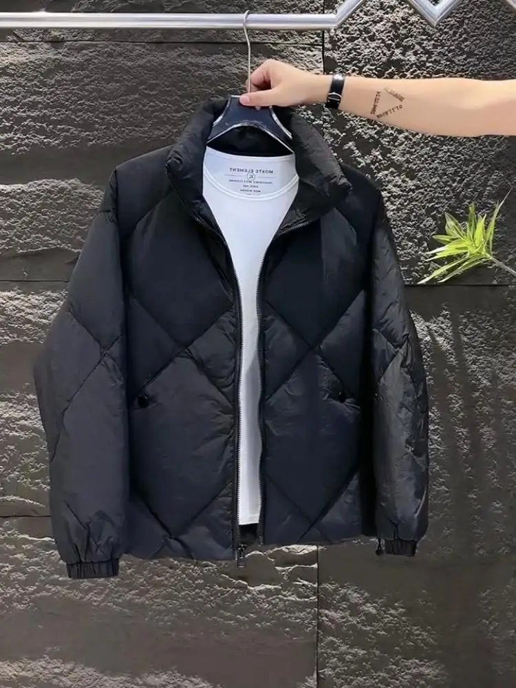 

Мужская стеганая хлопковая куртка 2024 года, зимняя, свободного кроя, легкая, теплая, с воротником-стойкой, утепленная пухом, модель Sli Hip Haome