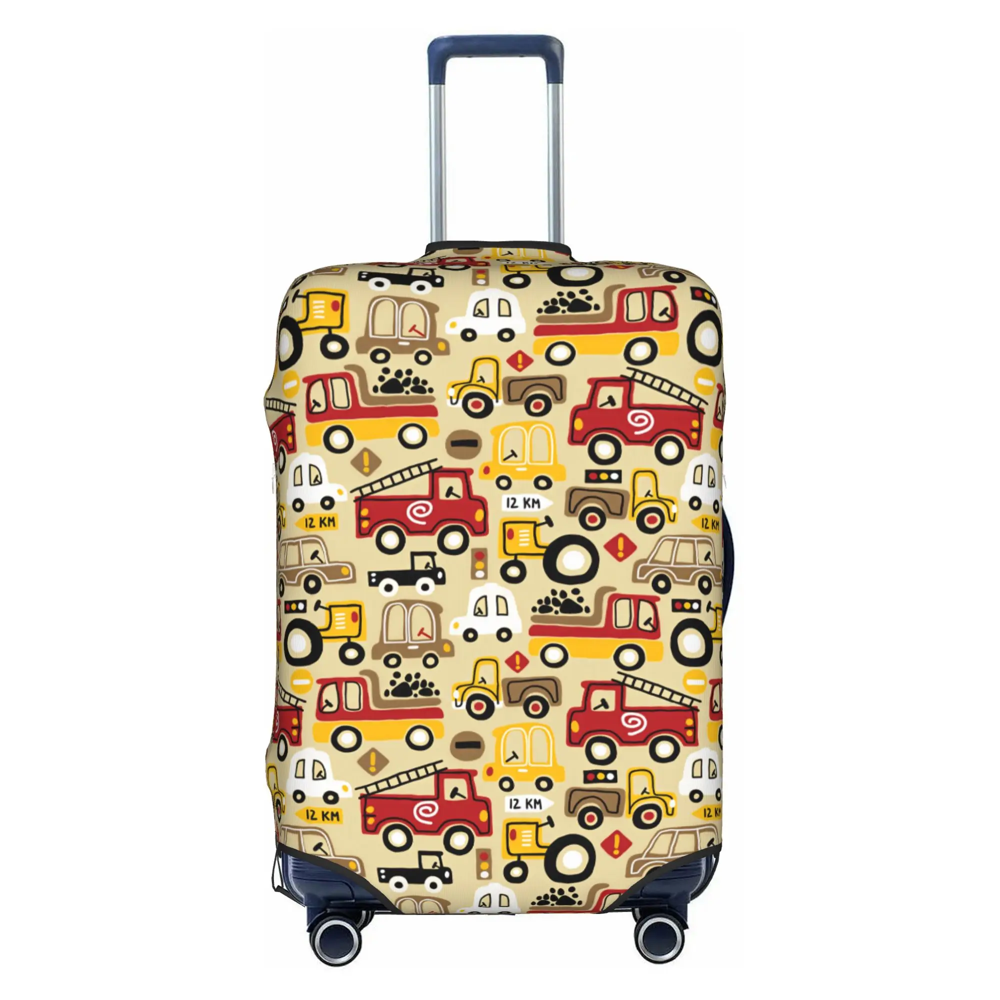 Firefighter Rescue Tool Seamless Pattern Luggage Cover Protector Cute Cartoon Style Travel Suitcase Covers for 18-32 Inch