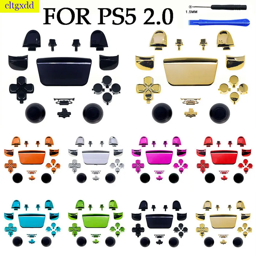 

For PS5 2.0 Replacement Chrome Buttons L1 R1 L2 R2 D-Pad Triggers Share Options Panel Complete PS5 V2 Controller + Tools