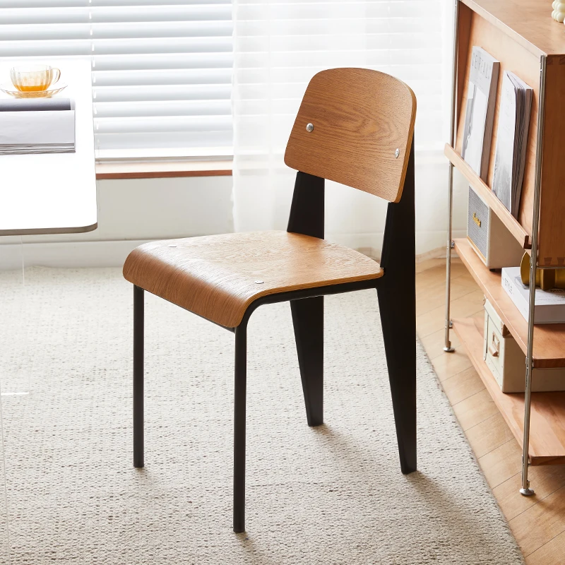 

Vintage Dining Chair Solid Wood Cream Style Small Apartment Home Use Backrest Stool