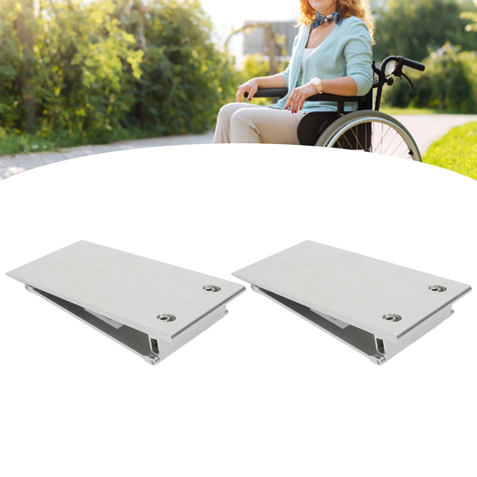 1 Pair Threshold Ramp Wheelchair Entry Aluminum Alloy Adjustable Mobility Access Threshold Ramp for Home Bathroom