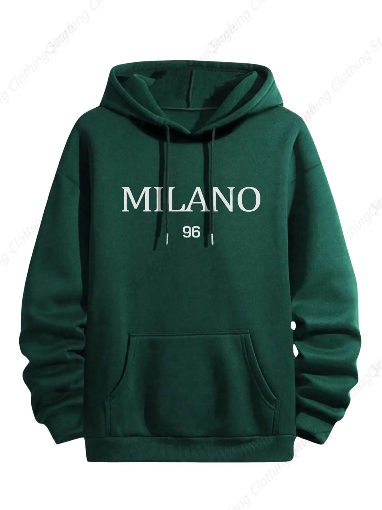 

Men's Casual Letter Print Hoodie Long Sleeve Drawstring Pullover Sweatshirt Green