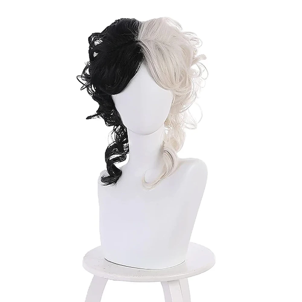 

HAIRJOY Synthetic Hair Women Men Short Curly Black White Wig Cosplay Anime Wigs