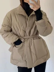 2024 Autumn/Winter Fashion New Collection Women's Warm and Cold Proof Street Style Khaki Waist Mid Length Cotton Coat