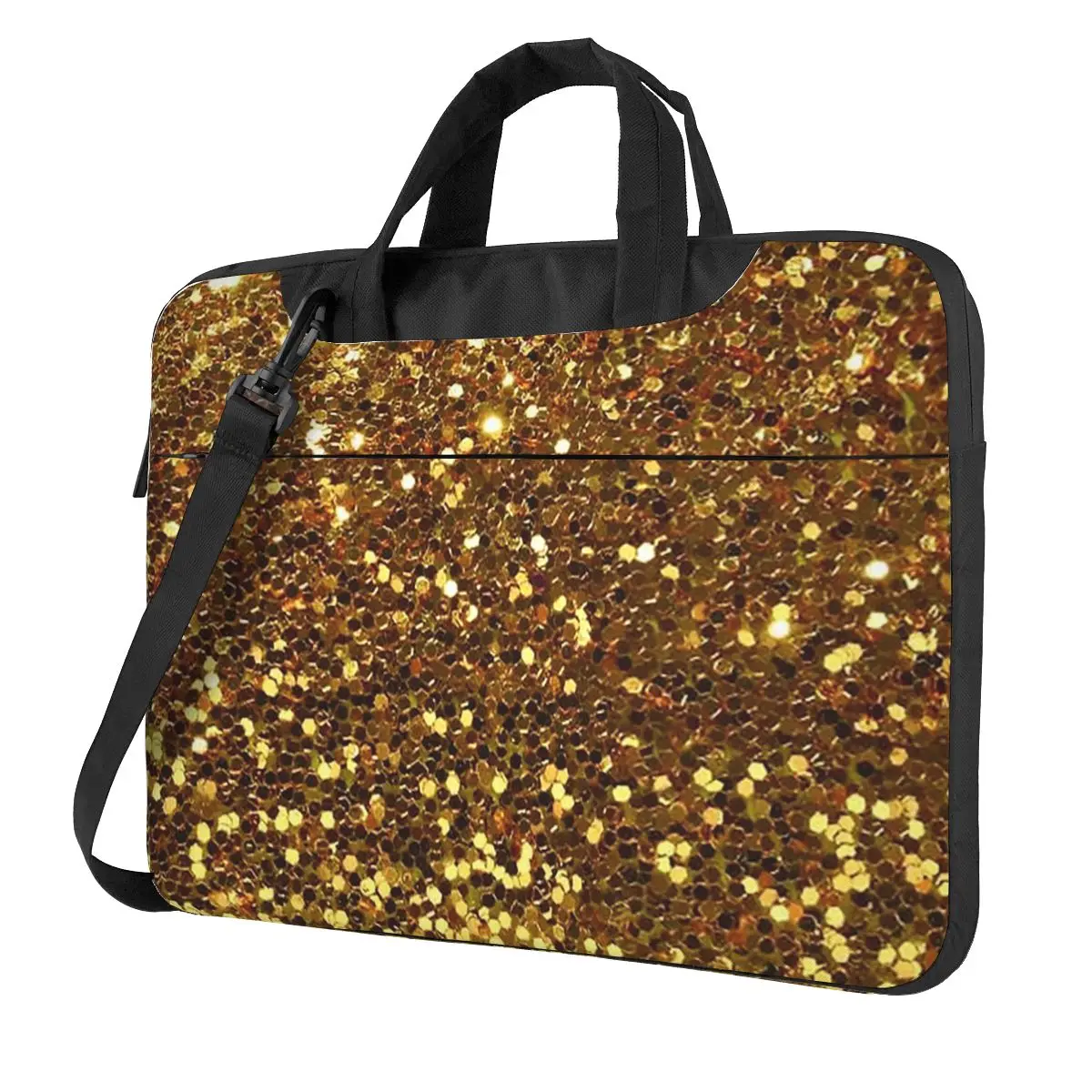 Gold Glitter Crossbody Laptop Bag Case Computer Bag 13 14 15.6 Inch Notebook Pouch for Macbook Pro Lenovo