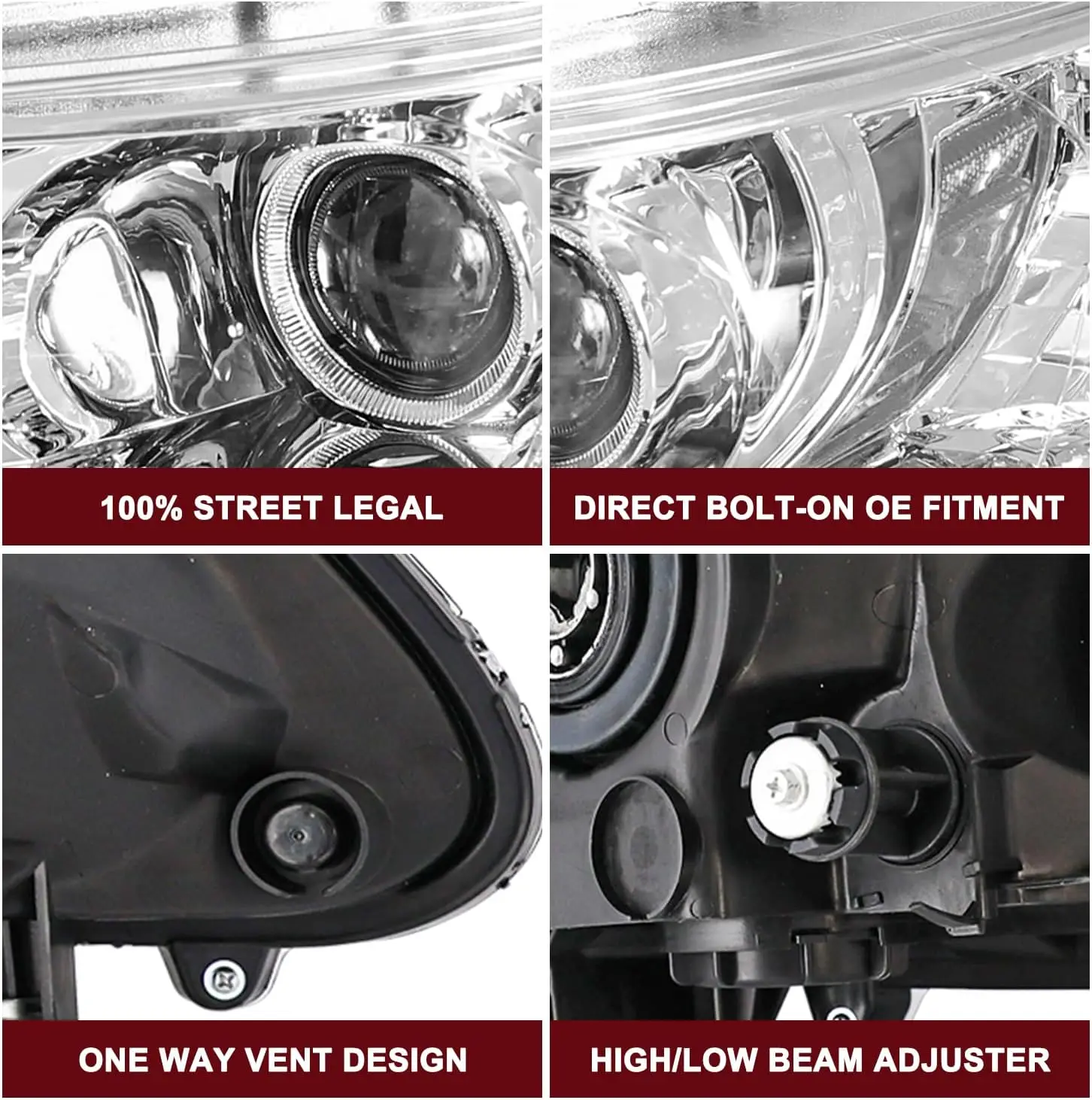 Untuk Honda Accord Sedan 4-Pintu Tahun 2013 2014 2015 [Tipe Halogen Pabrik] Set Pengganti Lampu Depan Proyektor (Chrom