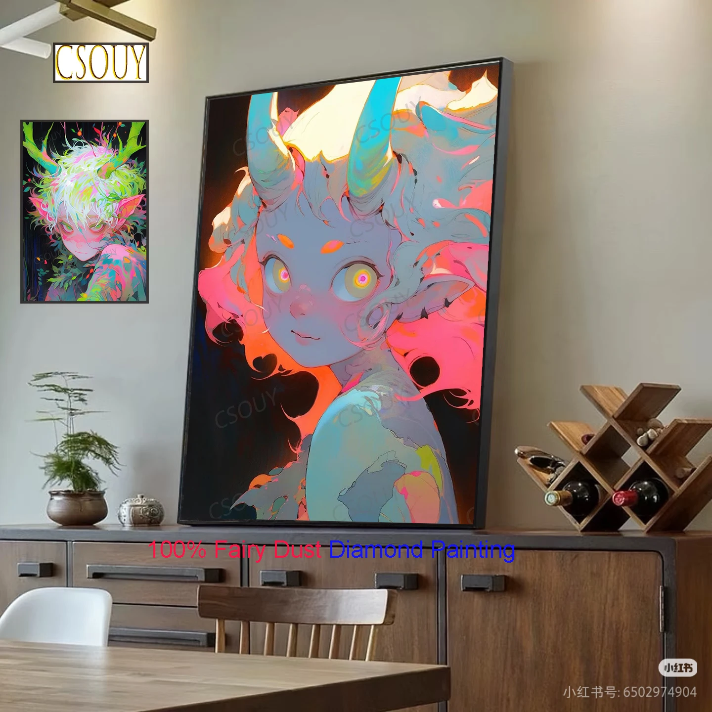 

100% Fairy Dust Diy Diamond Painting Cross Stitch Colored Deer Antler Head Square Embroidery Mosaic Home Decor Needlework Crysta