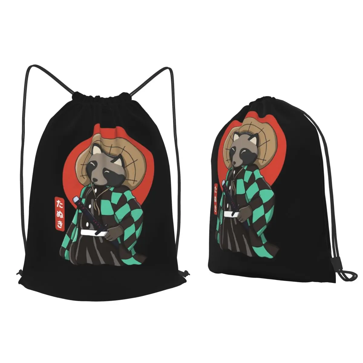Ronin Tanuki Backpacks Multi-function Drawstring Bags Storage Bag Book Bags for Man Woman School