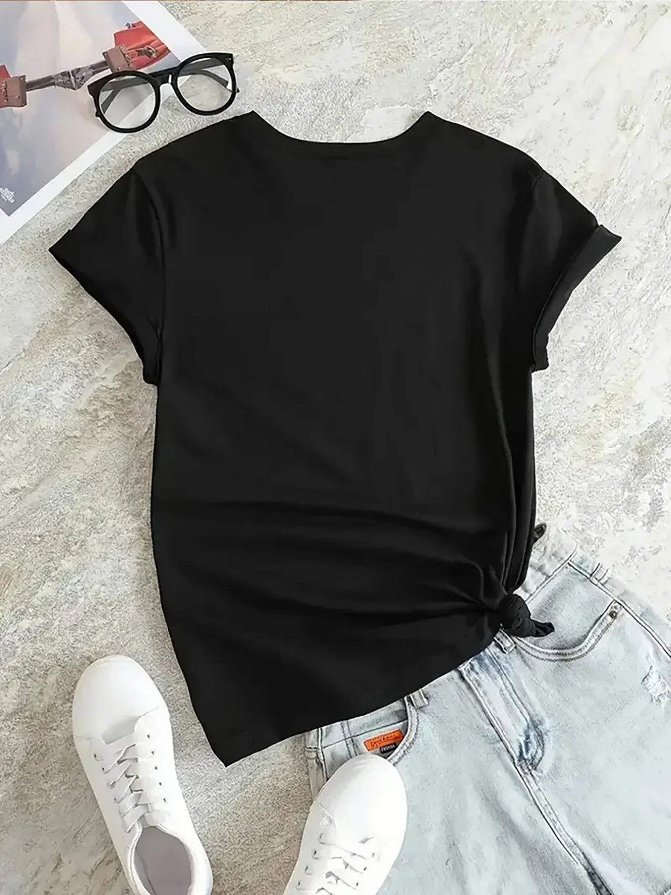 Game-Bound Nights and Purs Mystic Cauldron Market Black Cat Print T-Shirt Crew Neck Short Sleeve Tops Fashion Trendy Clothes 90s