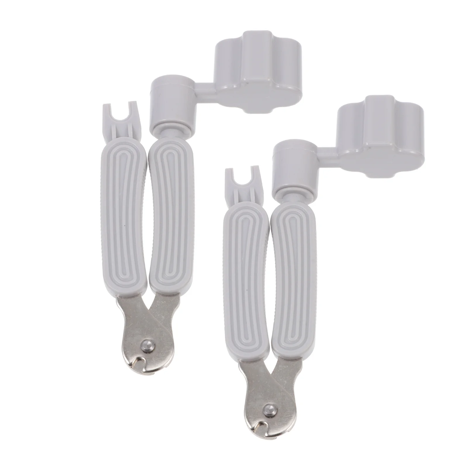 

2Pcs Professional Guitar String Changer Tool 3-in-1 Peg Winder Clipper Bridge Needle Remover for Easy Restringing Light Grey