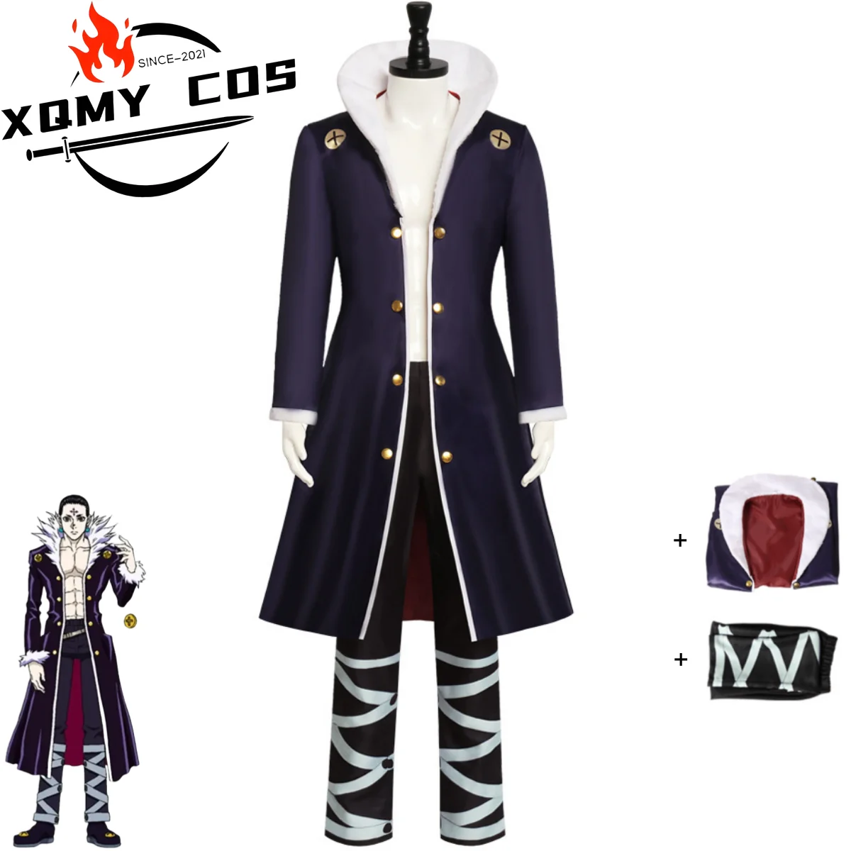 

XQAnime HUNTER×HUNTER Chrollo Lucilfer Косплей Костюм Призрак Трупа Длинный Плащ Пальто Униформа Мужчина Женщина Хэллоуин Рождественский Костюм