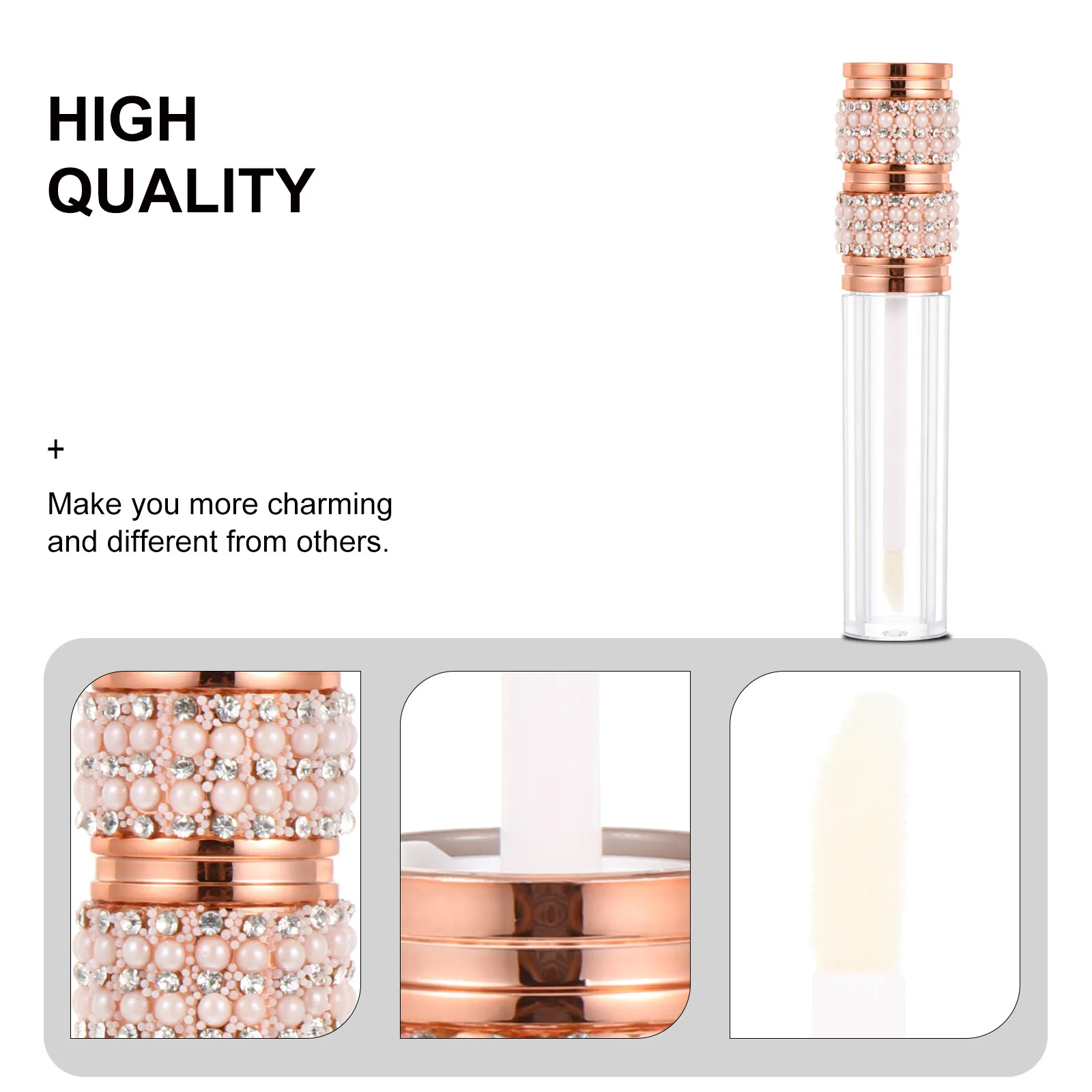 หลอดลิปกลอสแบบเติมได้ 5 ชิ้น สำหรับผู้หญิง ขวดลิปบาล์มพกพา สำหรับเก็บตัวอย่างเครื่องสำอาง