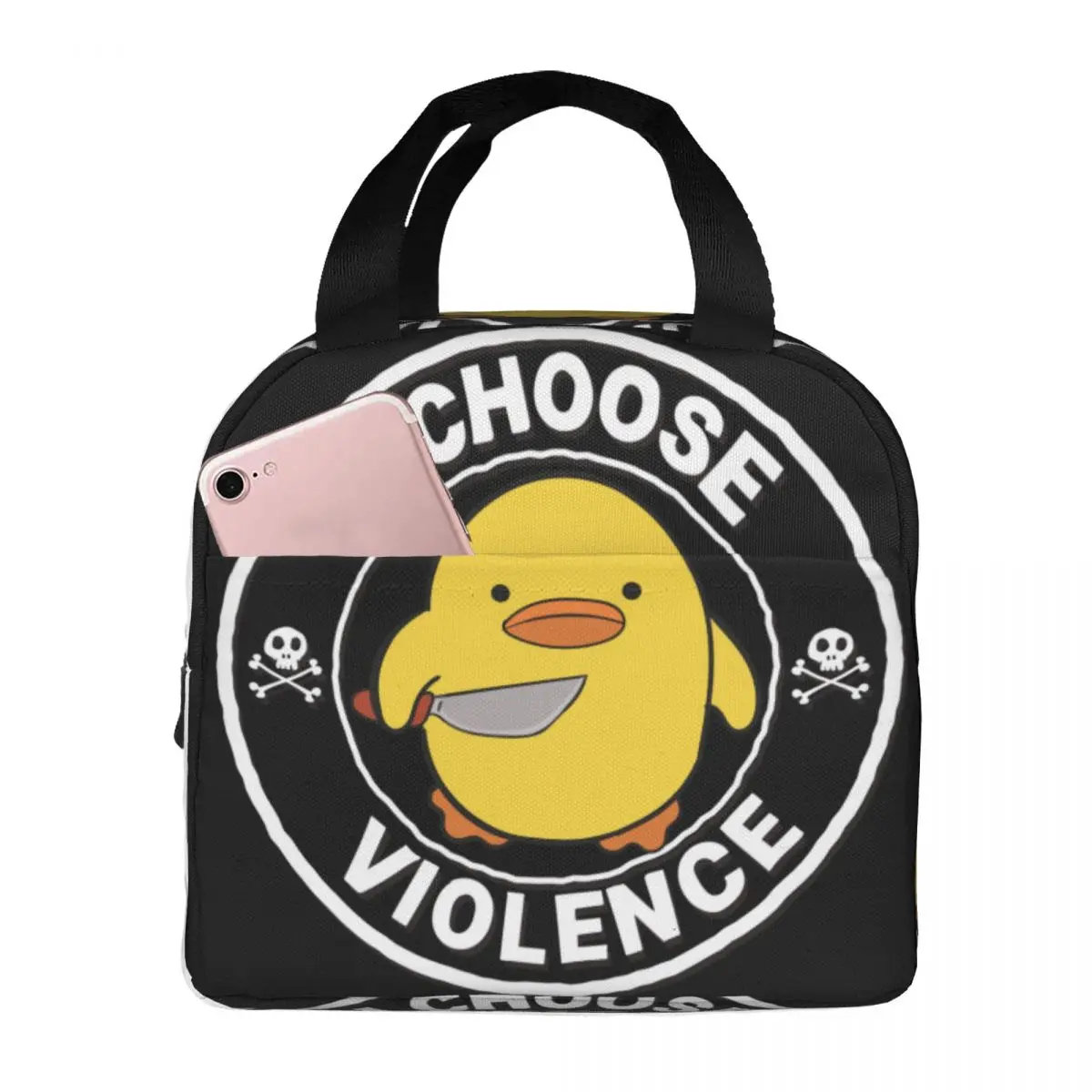 I Choose Violence Funny Duck Insulated Lunch Bags for Work School Resuable Thermal Cooler Lunch Box