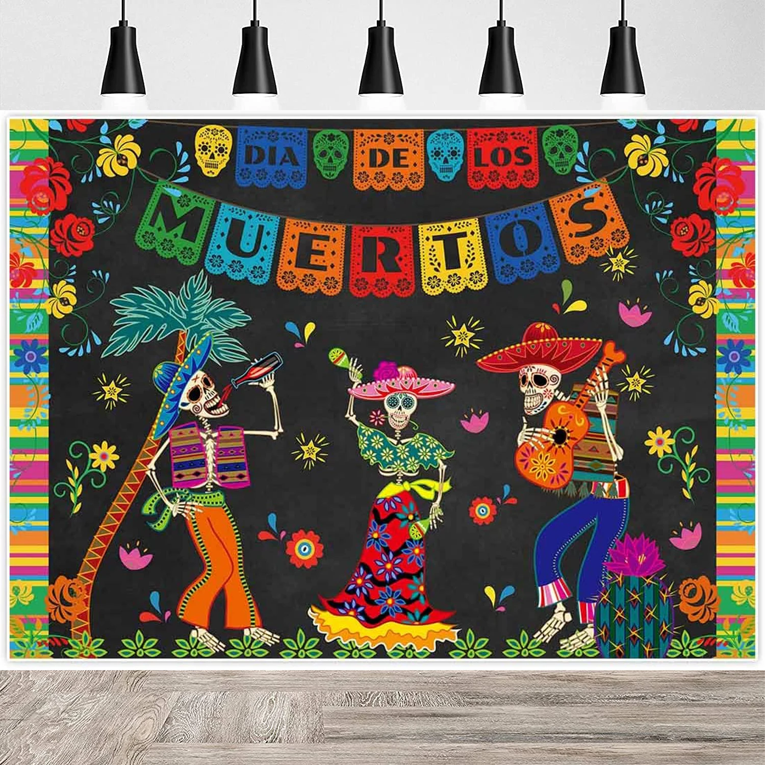 

Day Of The Dead Photography Backdrop For Mexican Fiesta Sugar Skull Background Dress-Up Birthday Party Supplies Fiesta Banner